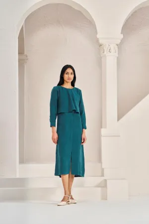 2 Layer Front Slit Dress Teal