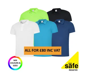 5 x Breathable Summer Polo Shirt FREE TEXT Gas Safe Bundle #6