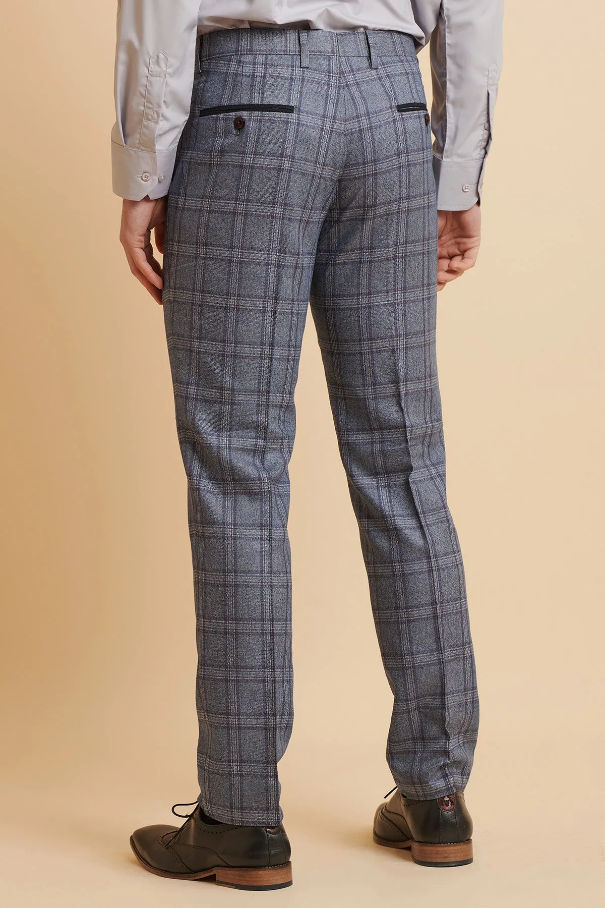 ABBOTT - Blue Tweed Check Three Piece Suit