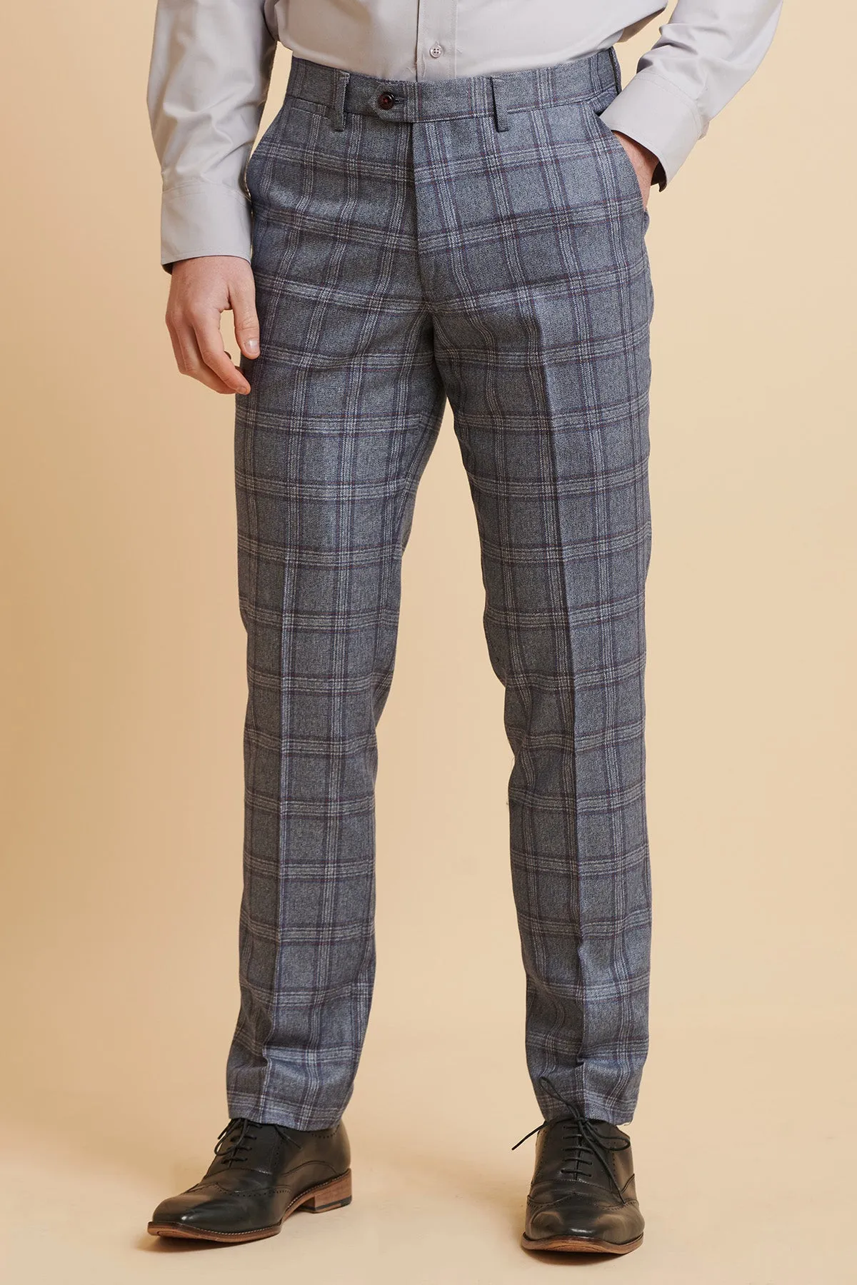 ABBOTT - Blue Tweed Check Three Piece Suit