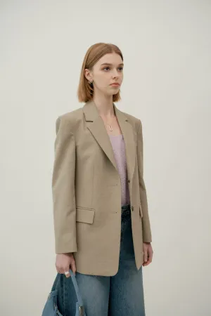 Basic Tailored Jacket In Khaki Beige