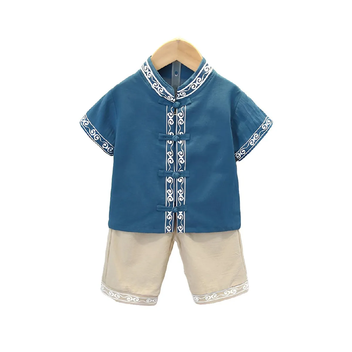 Boys Short Sleeve Hanfu Shorts Two Piece Set