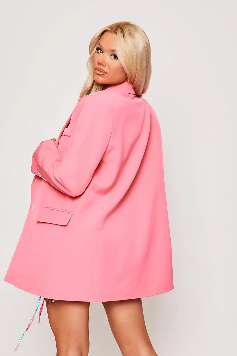 Breanna - Pink Tailored Oversized Blazer