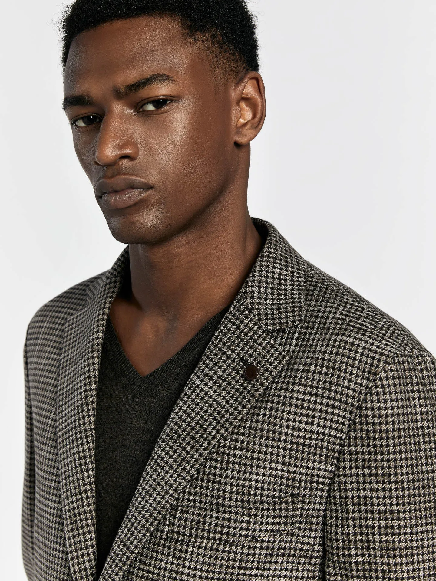 Brown Houndstooth deconstructed blazer