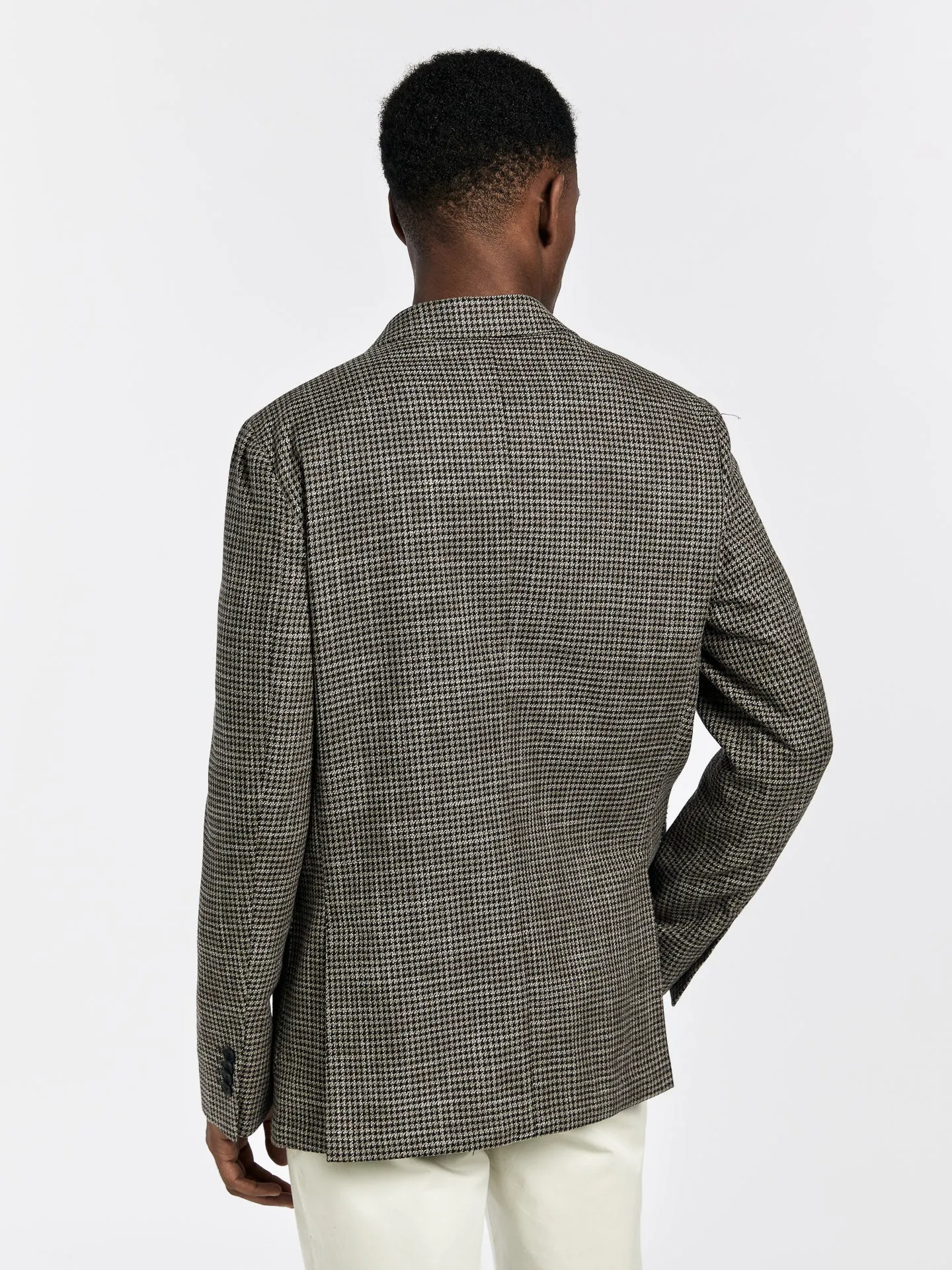 Brown Houndstooth deconstructed blazer