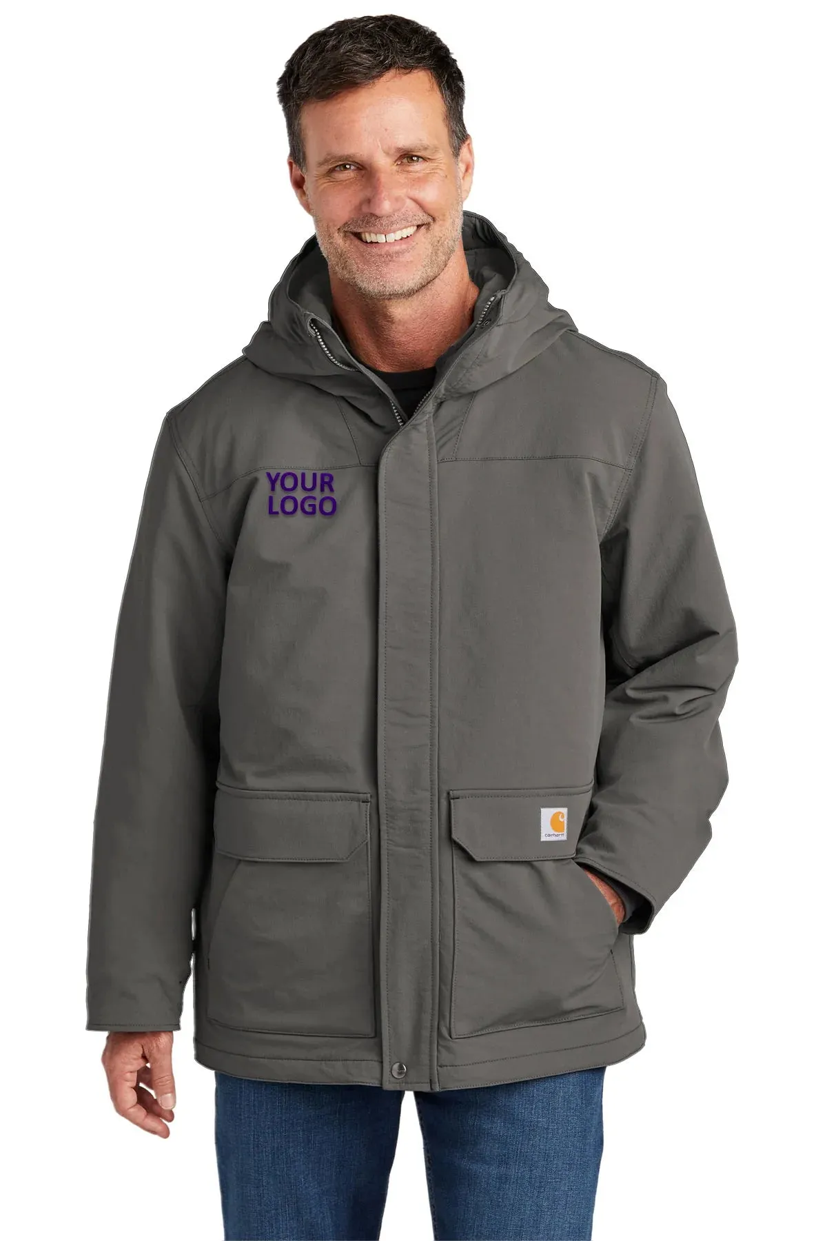 Carhartt Super Dux Hooded Customized Coats, Gravel