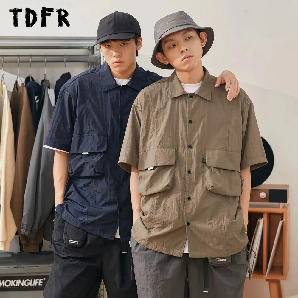 Casual Loose Lapel Cargo Shirts with Letter Print