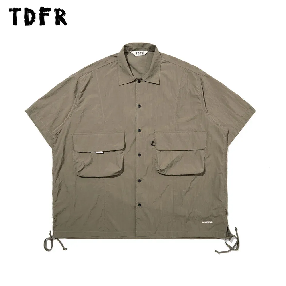 Casual Loose Lapel Cargo Shirts with Letter Print