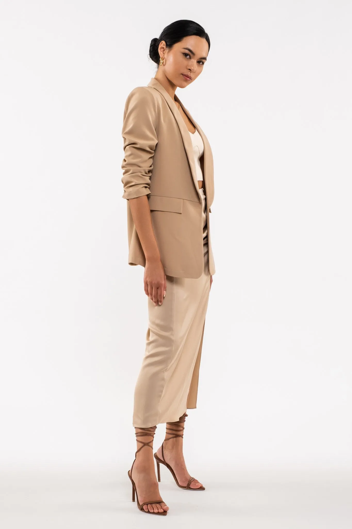 Chiara Rouched Sleeve Blazer- 2 Colors!