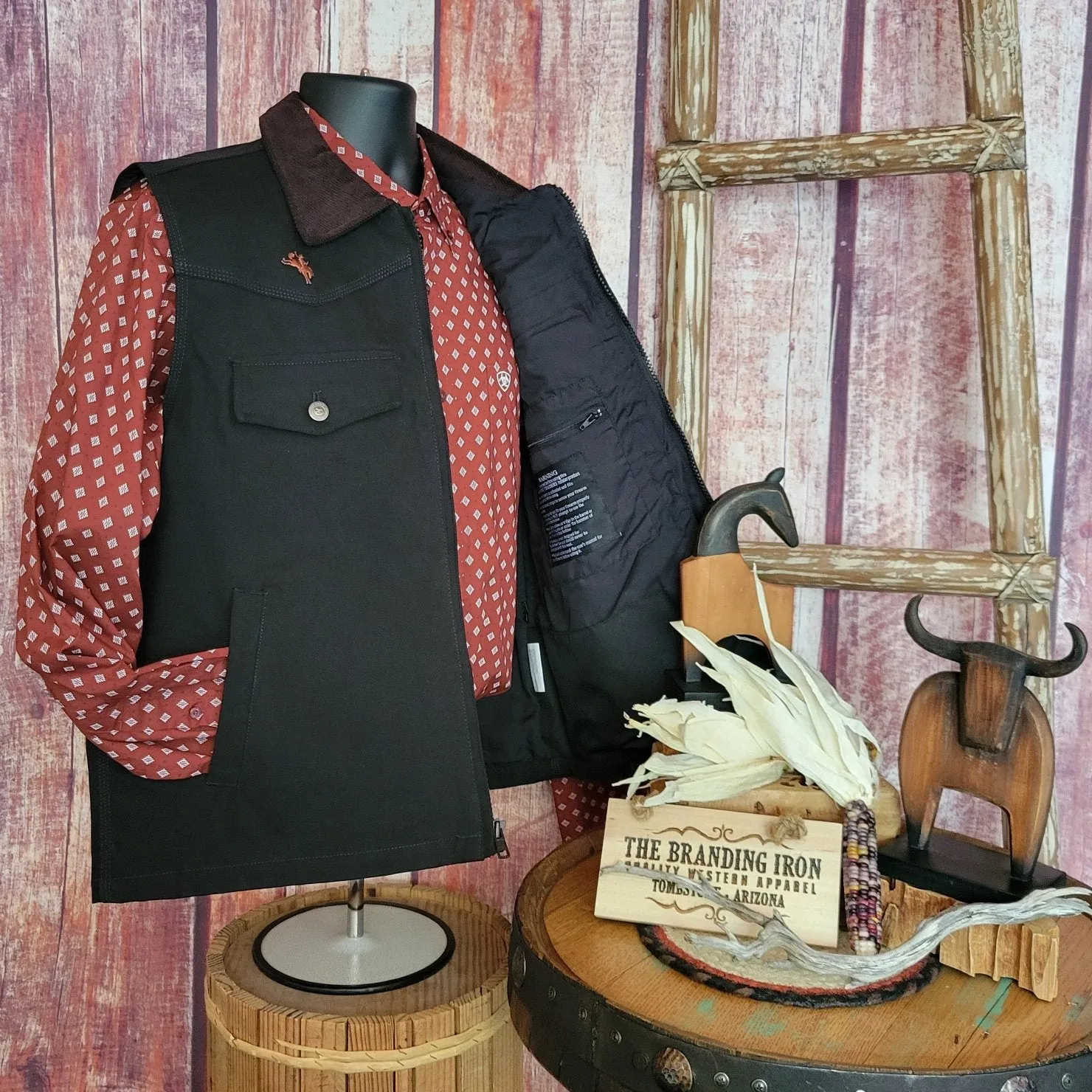 Conceal Carry Vest the "Cody" by Wyoming Traders BLK/TAN