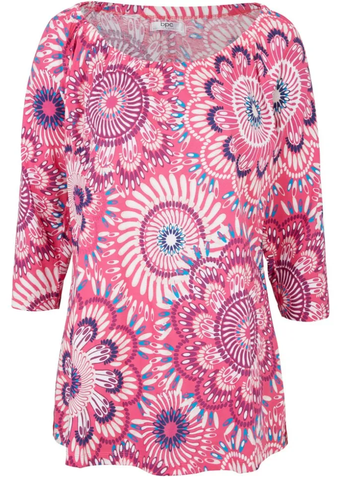 Cotton shirt with 3/4 sleeves Bpc Bonprix Collection, pink