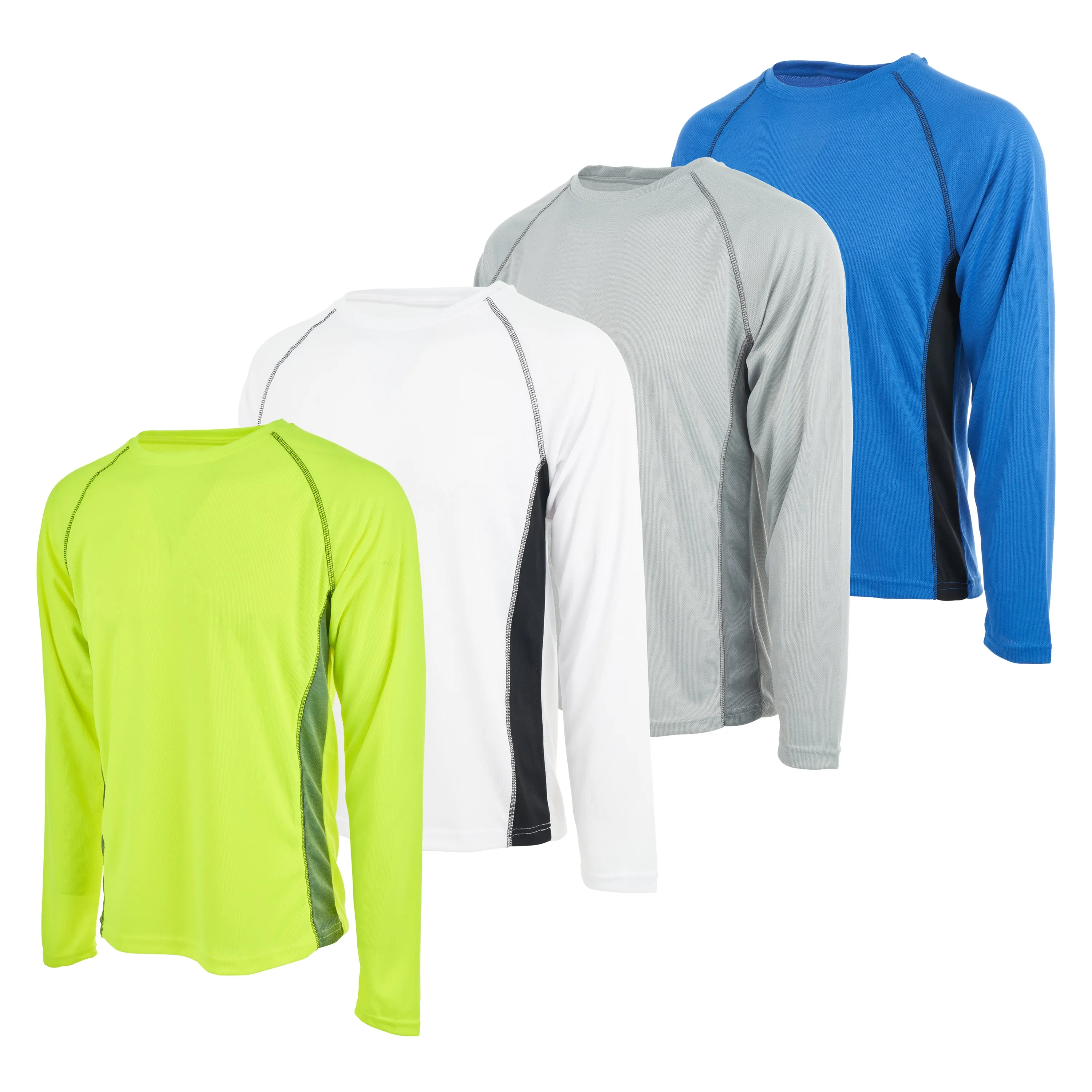 DARESAY Long Sleeve Tee Shirts for Men- Athletic Dry Fit Cooling Long Sleeve Shirts for Men with UV Ray Protection, 4-Pack.