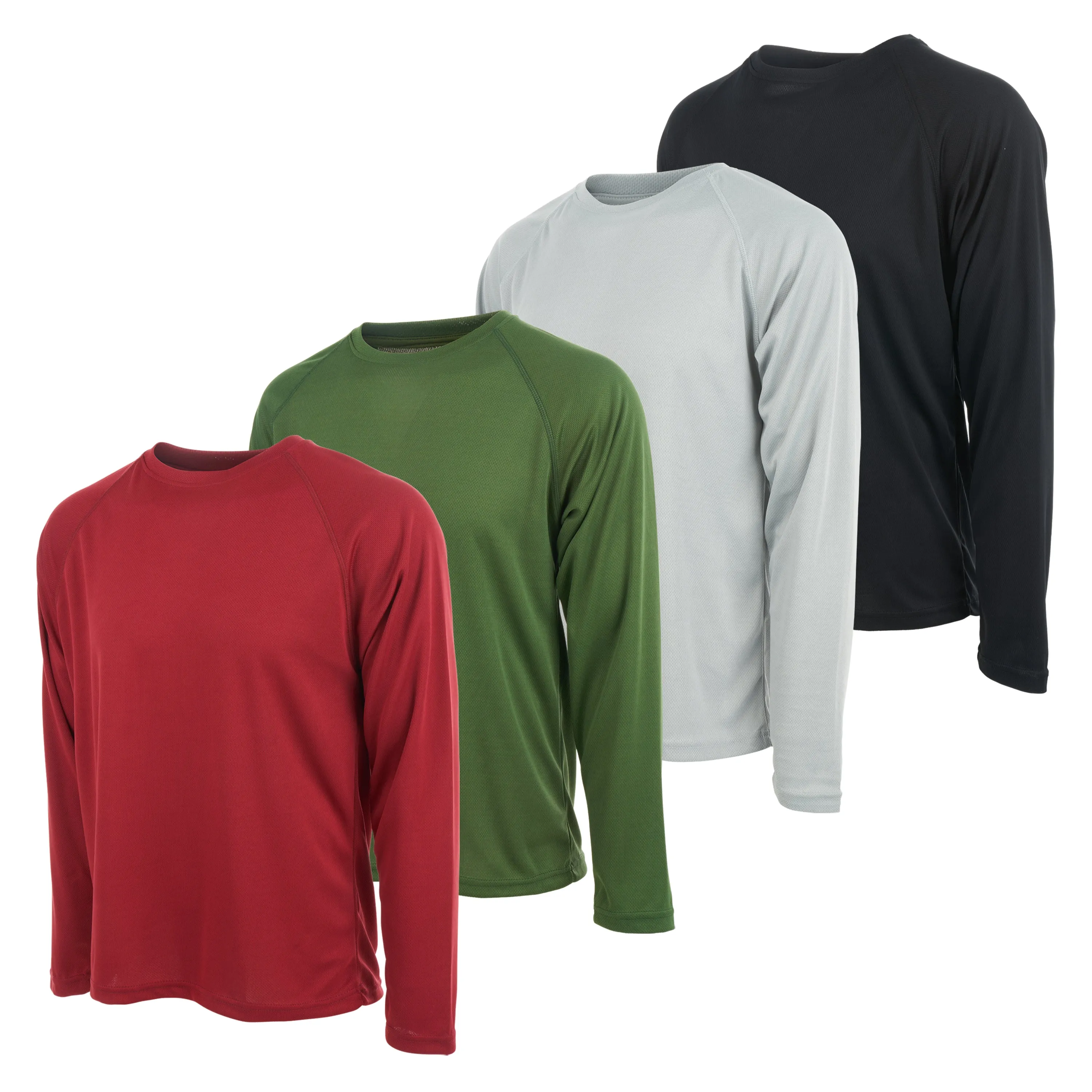 DARESAY Long Sleeve Tee Shirts for Men- Athletic Dry Fit Cooling Long Sleeve Shirts for Men with UV Ray Protection, 4-Pack.