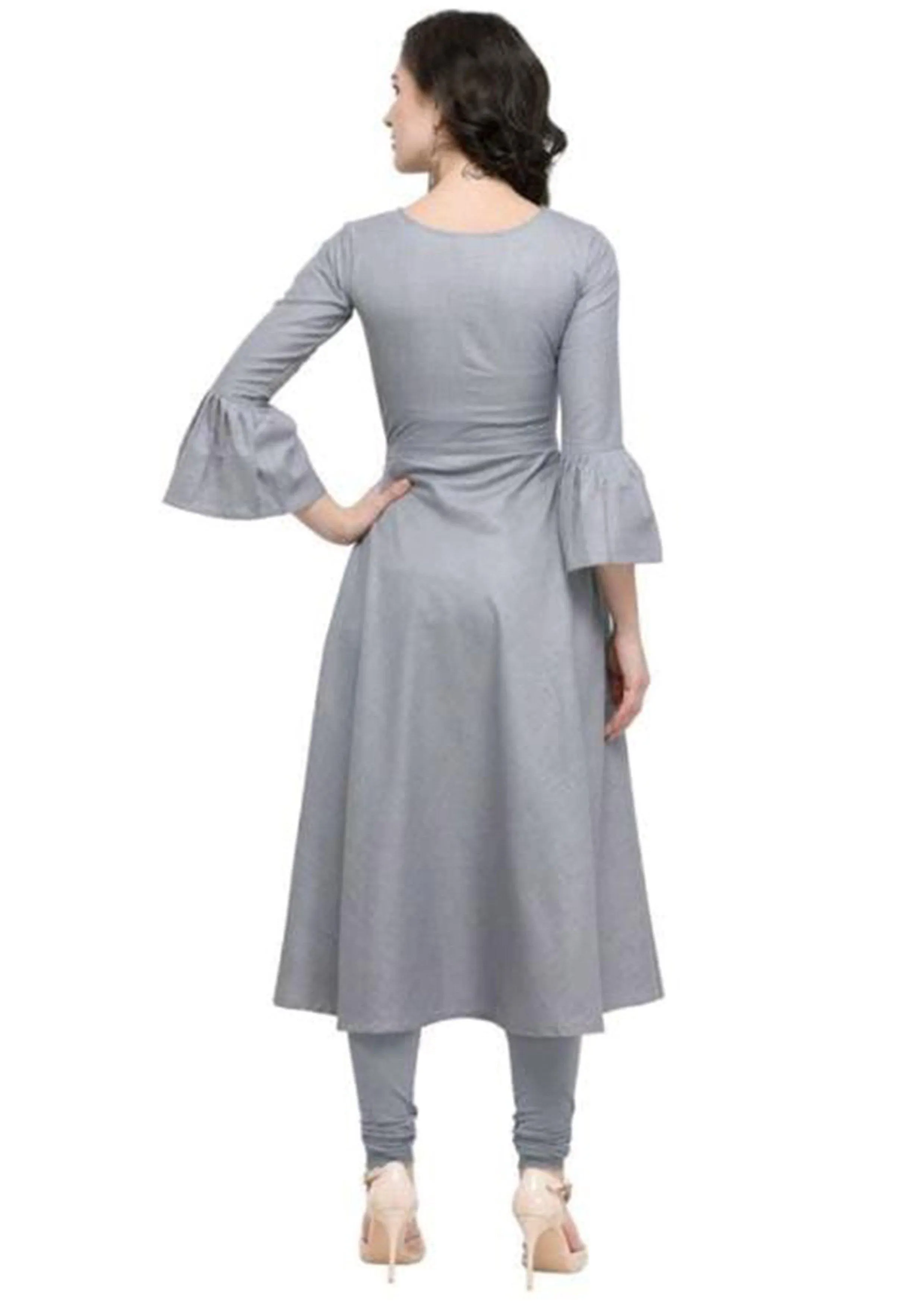 Designer Mart Grey Ruby Cotton Gown Kurti