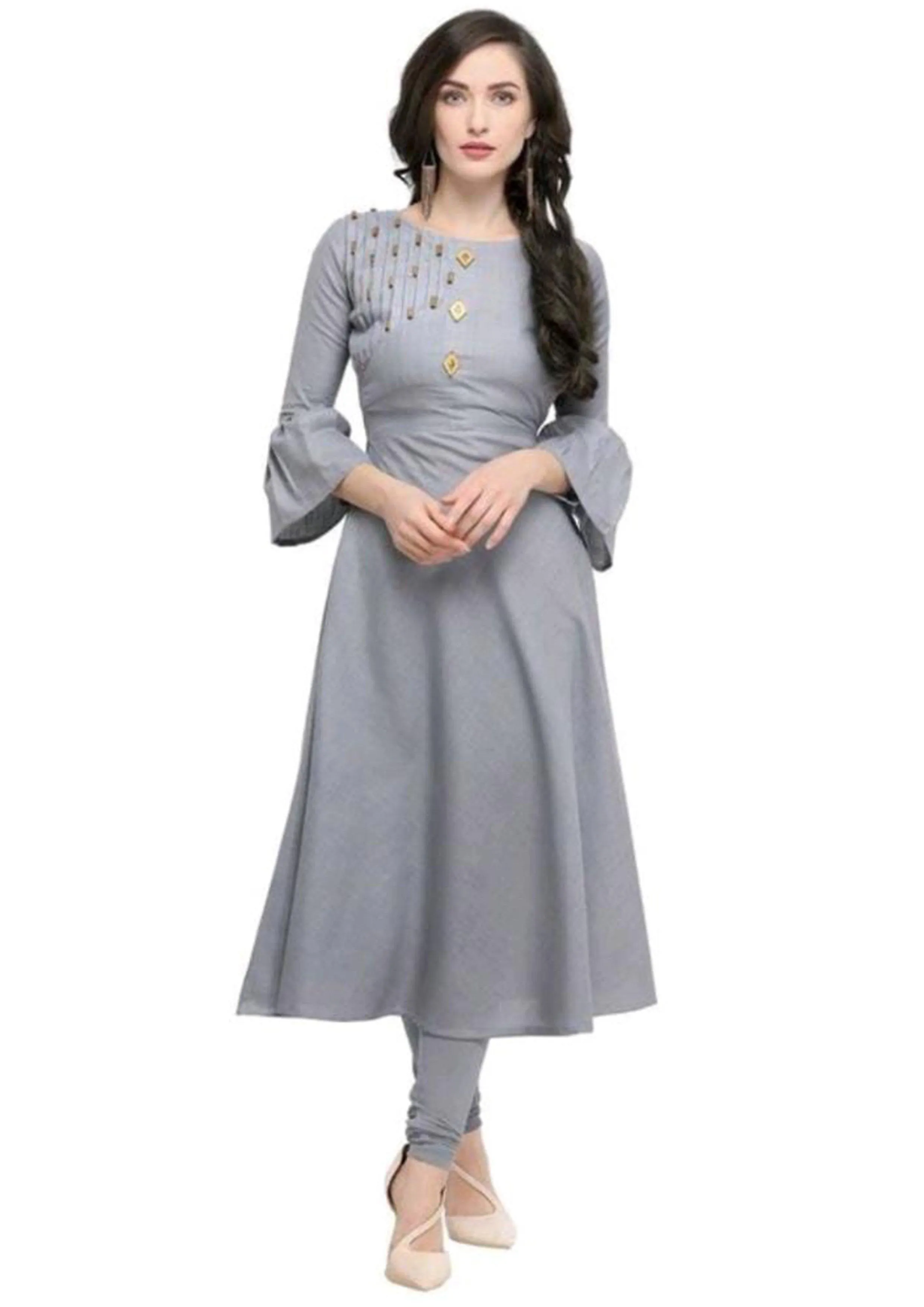 Designer Mart Grey Ruby Cotton Gown Kurti