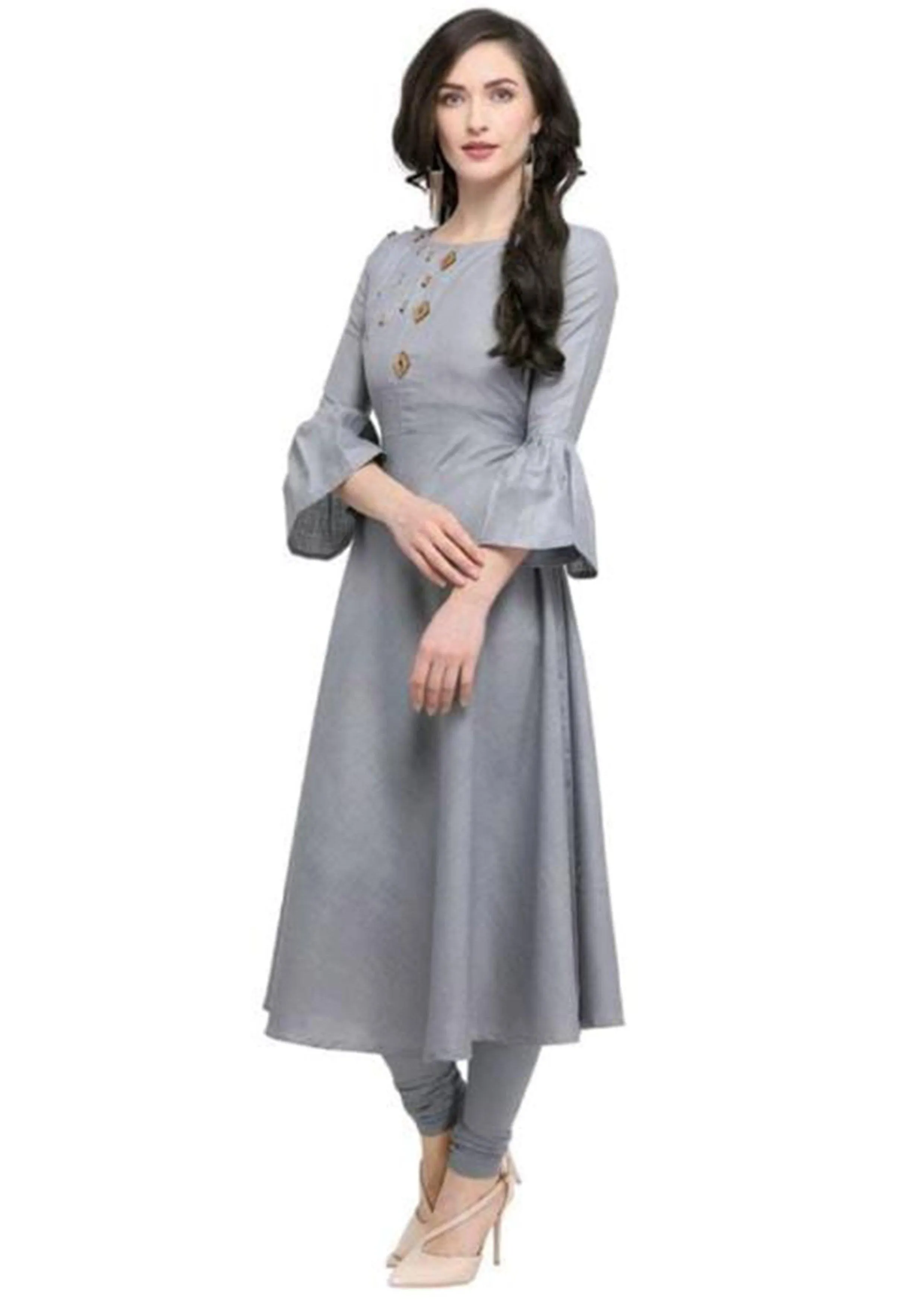 Designer Mart Grey Ruby Cotton Gown Kurti