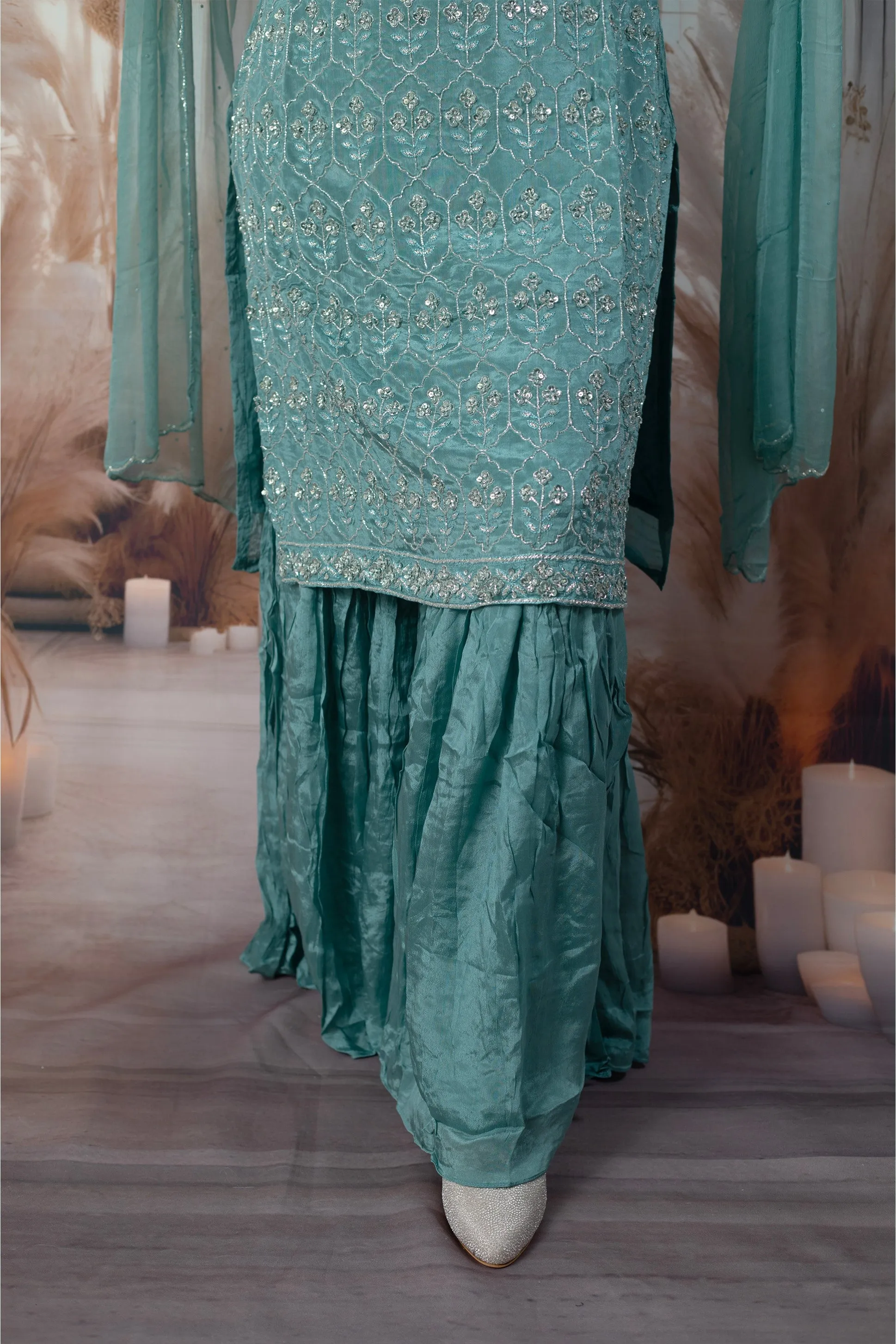 Elegant Sea Green Ladies Suits