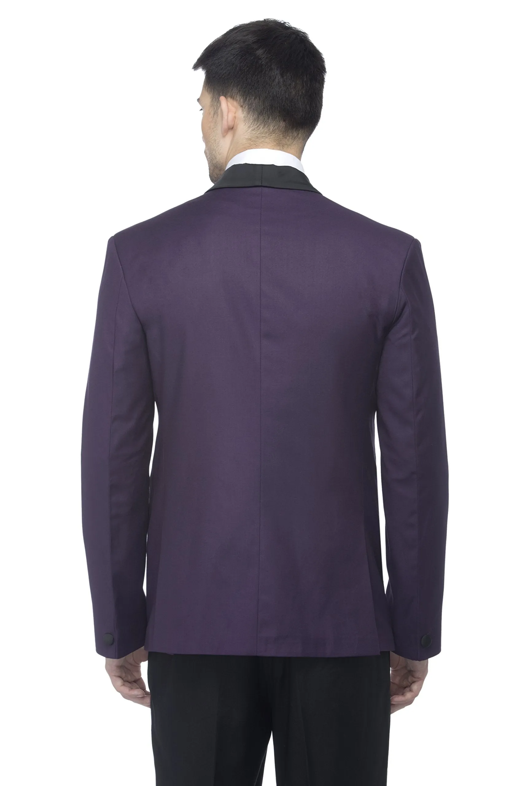 FAVOROSKI Designer Men's Slim Fit Notch Lapel Collar Tuxedo Blazer, Dark Purple 2XL