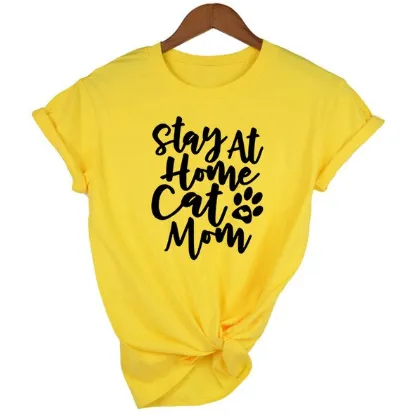 FREE   Shipping MomLife Stay at Home Cat Mom Women Shirts