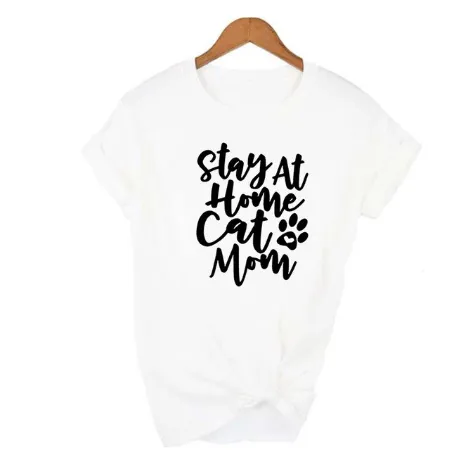 FREE   Shipping MomLife Stay at Home Cat Mom Women Shirts