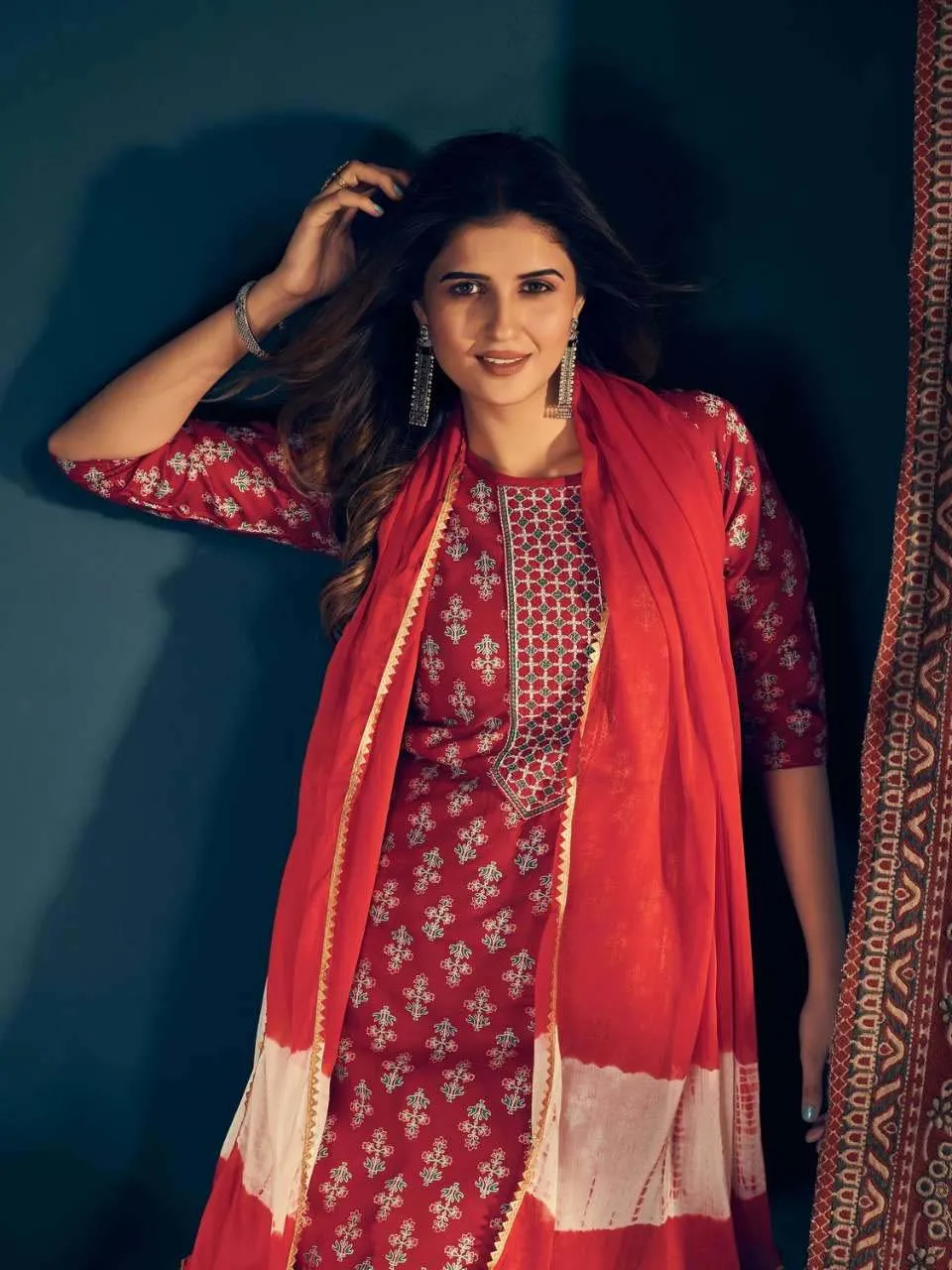 Fully Stitched Rayon Red Salwar Suits with Dupatta