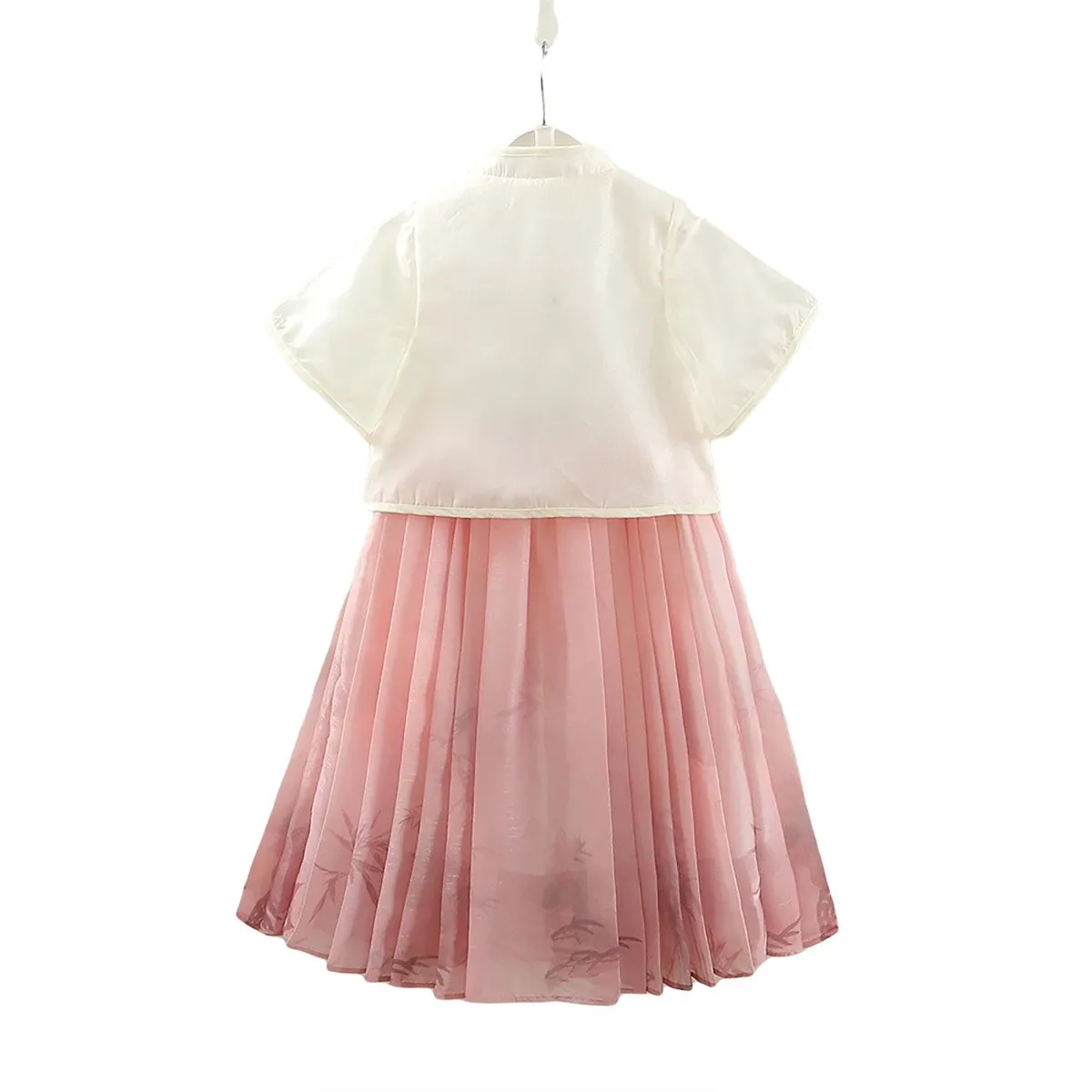 Girls Pink and Green Short Sleeve Hanfu Dress