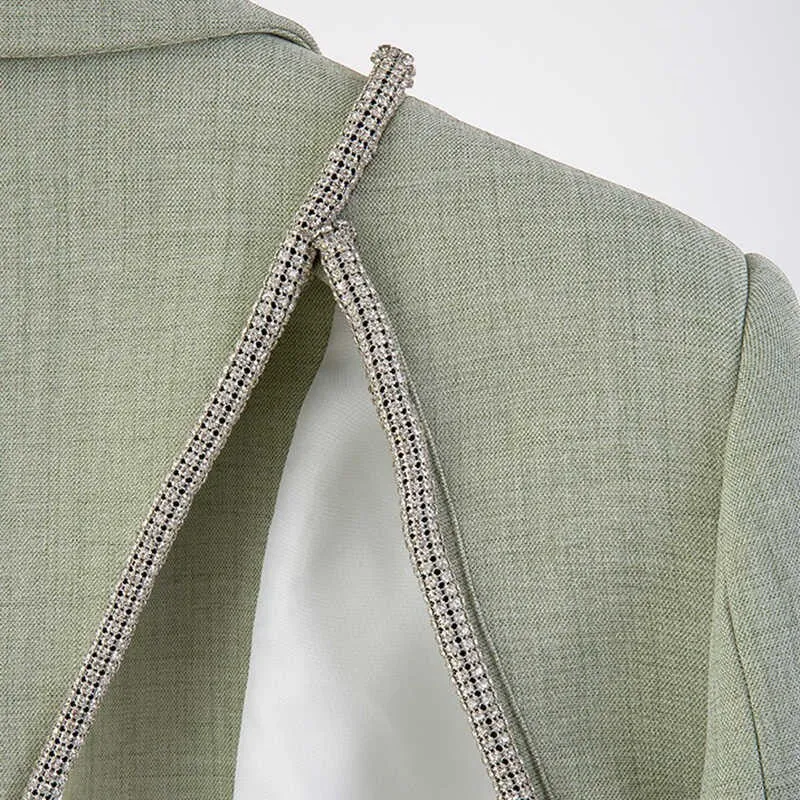 Green Backless Diamond Blazer