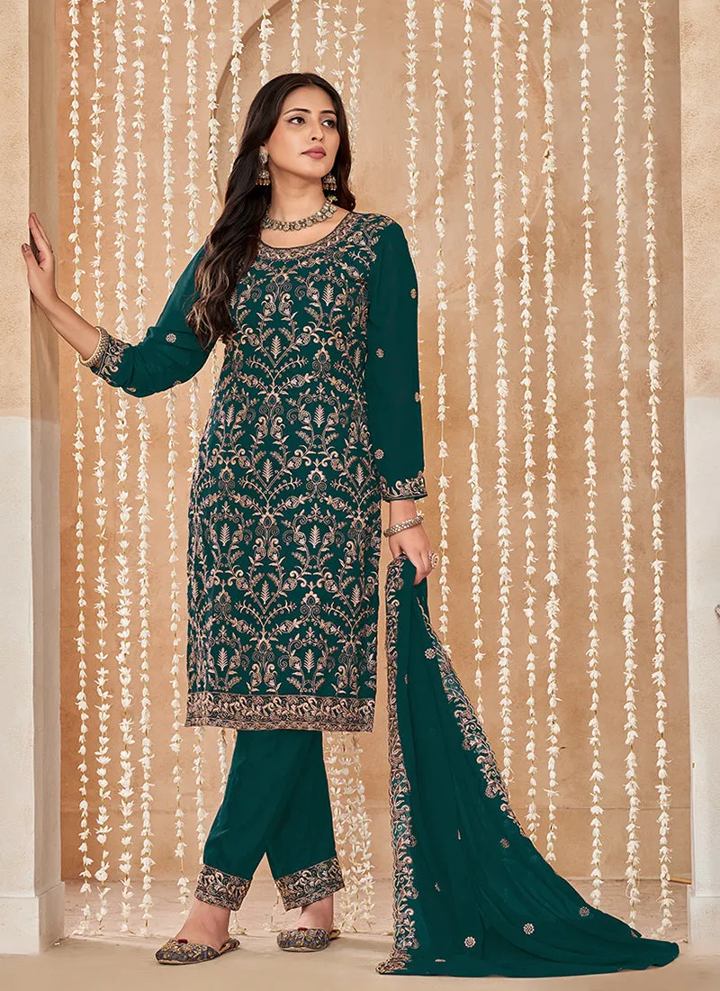 Green Embroidered Salwar Kameez Suit