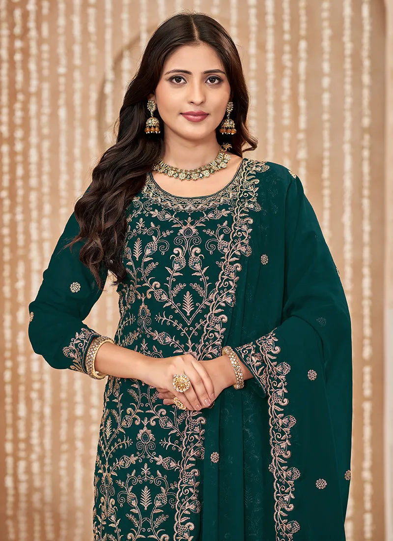 Green Embroidered Salwar Kameez Suit