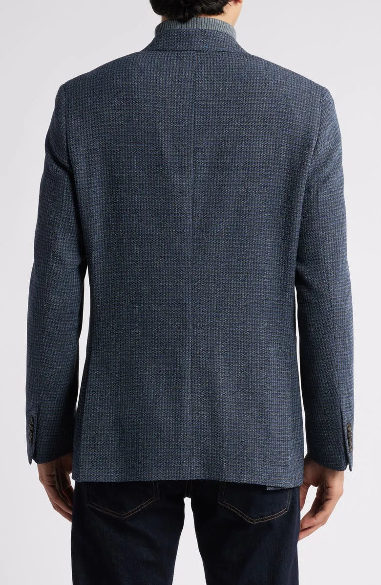 Hampton Blue and Charcoal Check Jersey Sport Jacket C01206