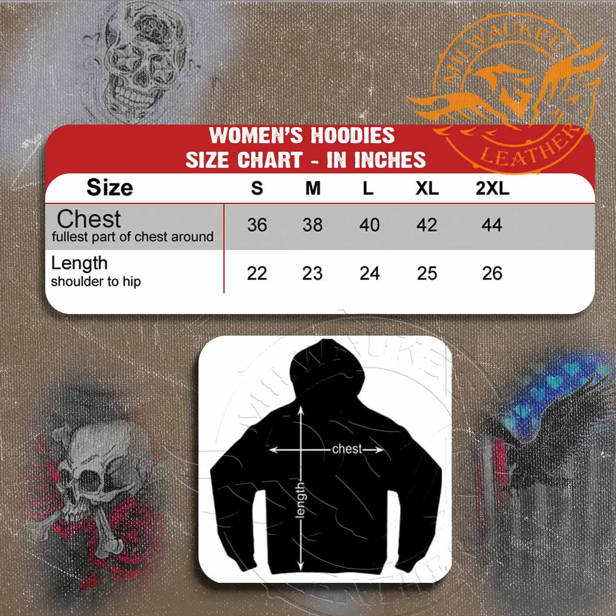 Hot Leathers GLZ4324 Ladies ‘Skull and Crossbones' Jumbo Print Ladies Hooded Sweatshirt