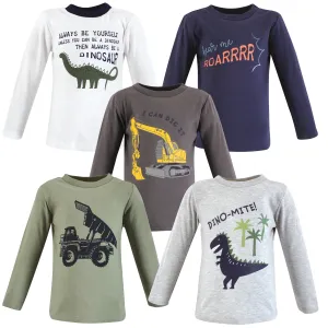 Hudson Baby Long Sleeve T-Shirts, Construction Dino