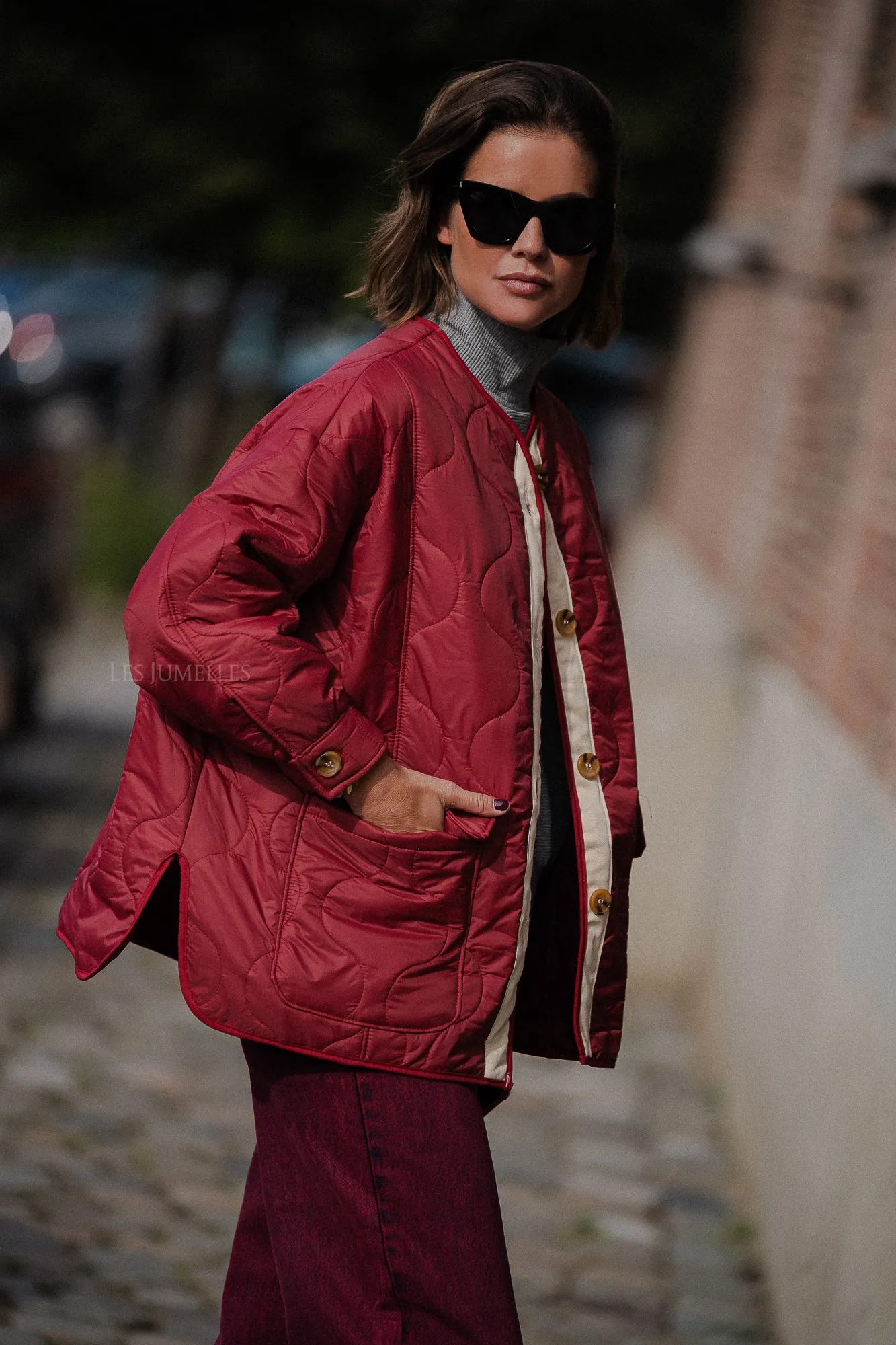 Leonie quilted jacket red