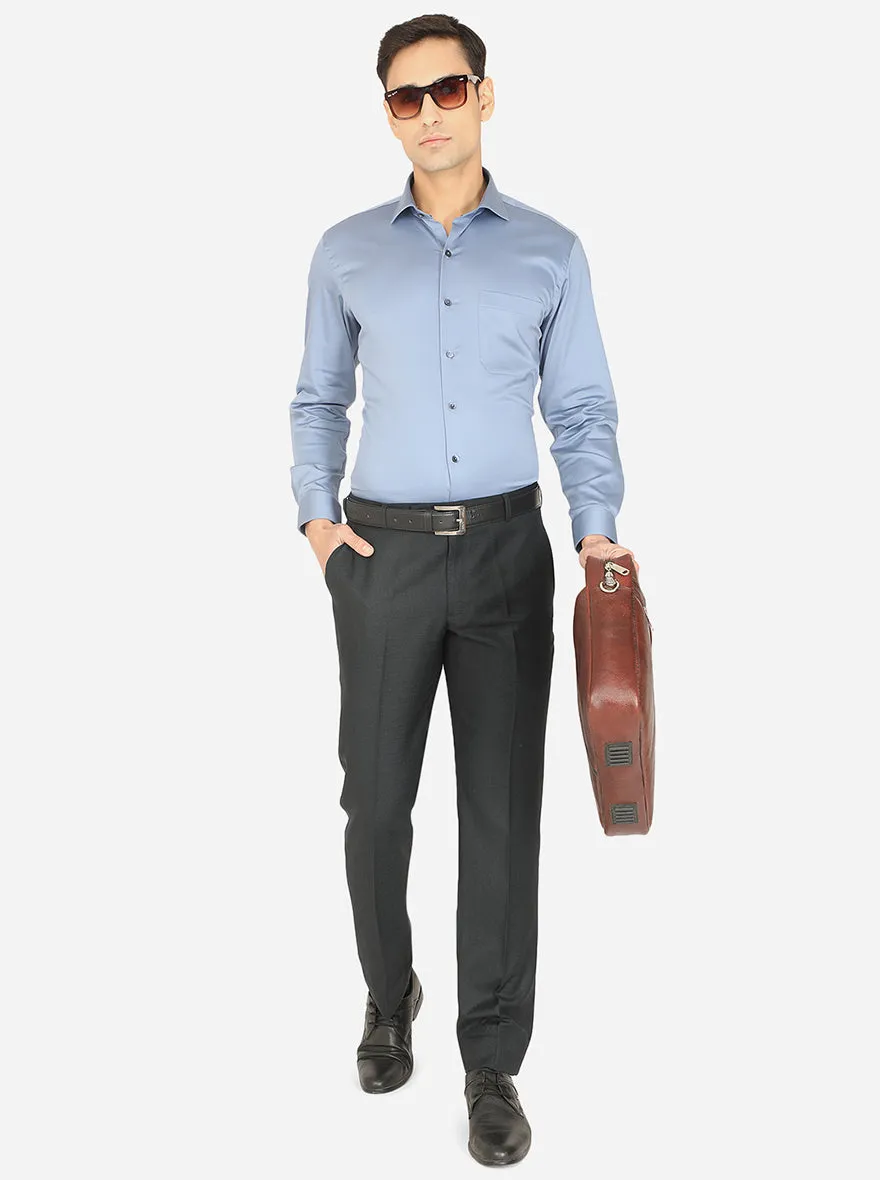 Light Blue Solid Slim Fit Formal Shirt | Greenfibre