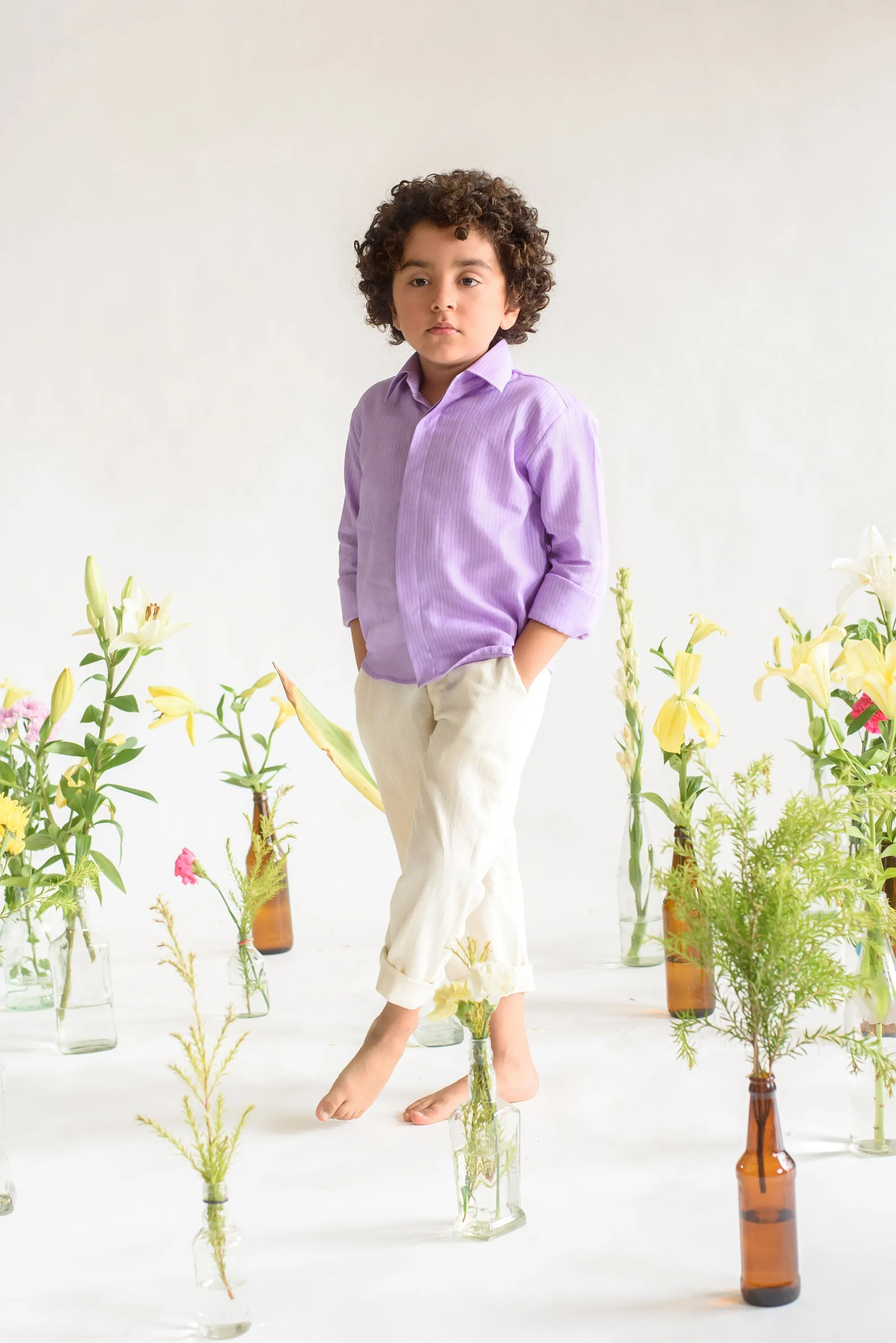 Lilac Branch- Organic Cotton Shirt For Boys