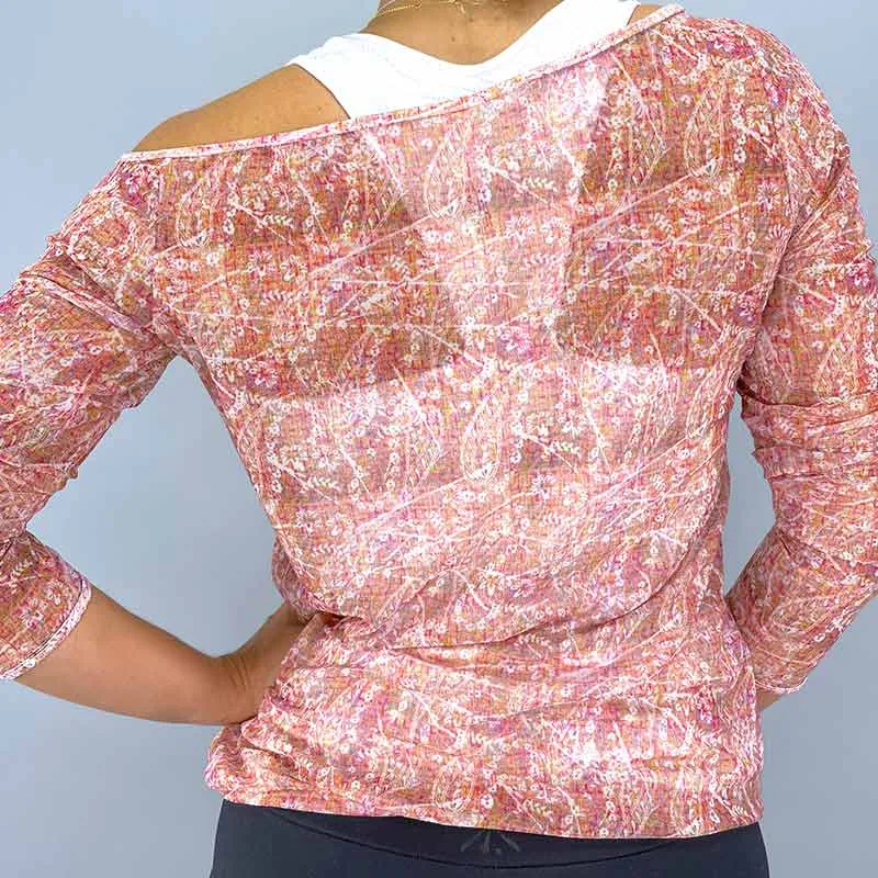 Lush Weave LE Sheer Off-one-Shoulder Pullover