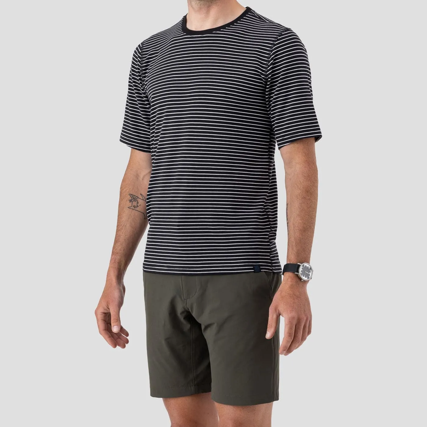 Men's Organic Riding Shirt - Black Stripes