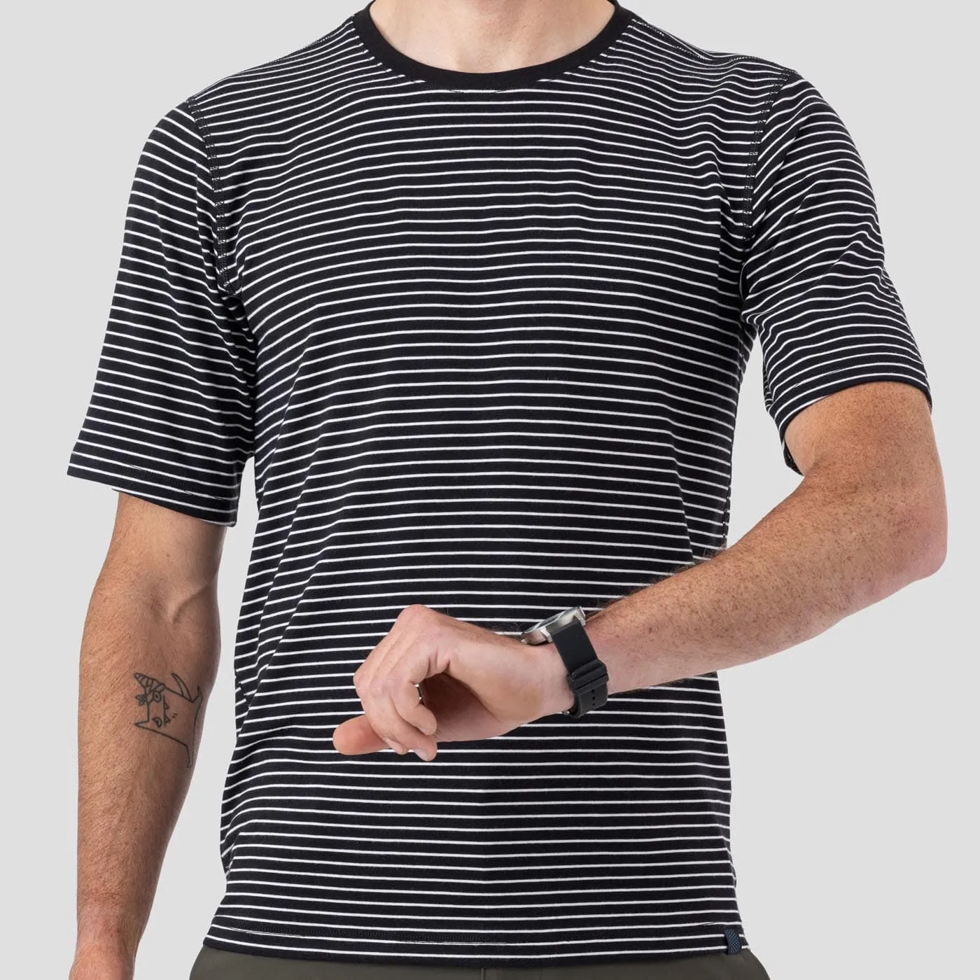 Men's Organic Riding Shirt - Black Stripes