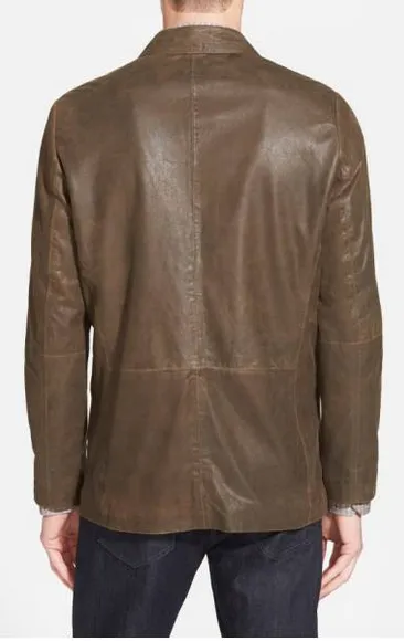 Missani Men's Chocolate Lambskin Leather Blazer