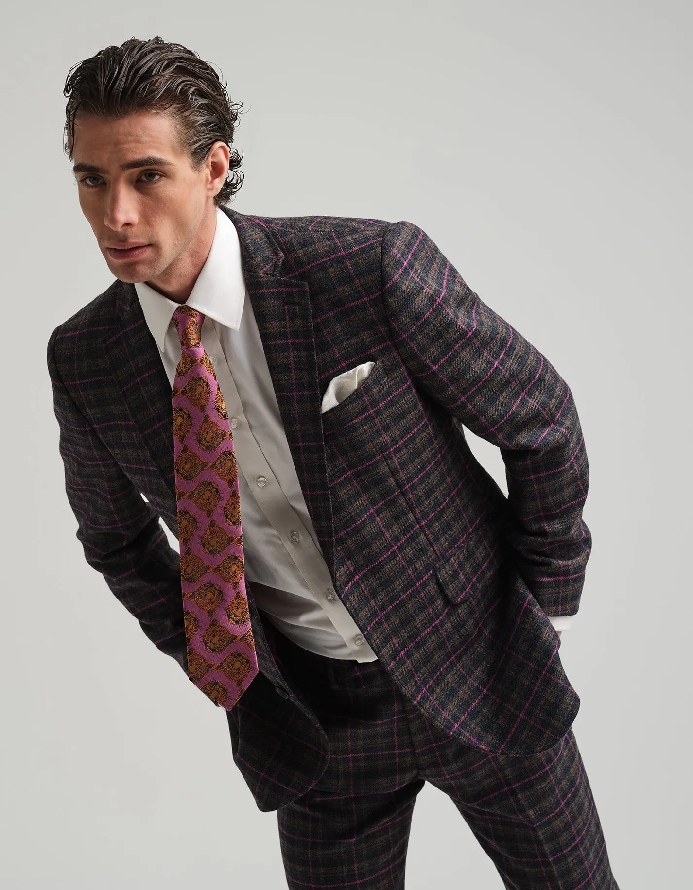 Navy & Pink Tweed Check 2-Piece Suit