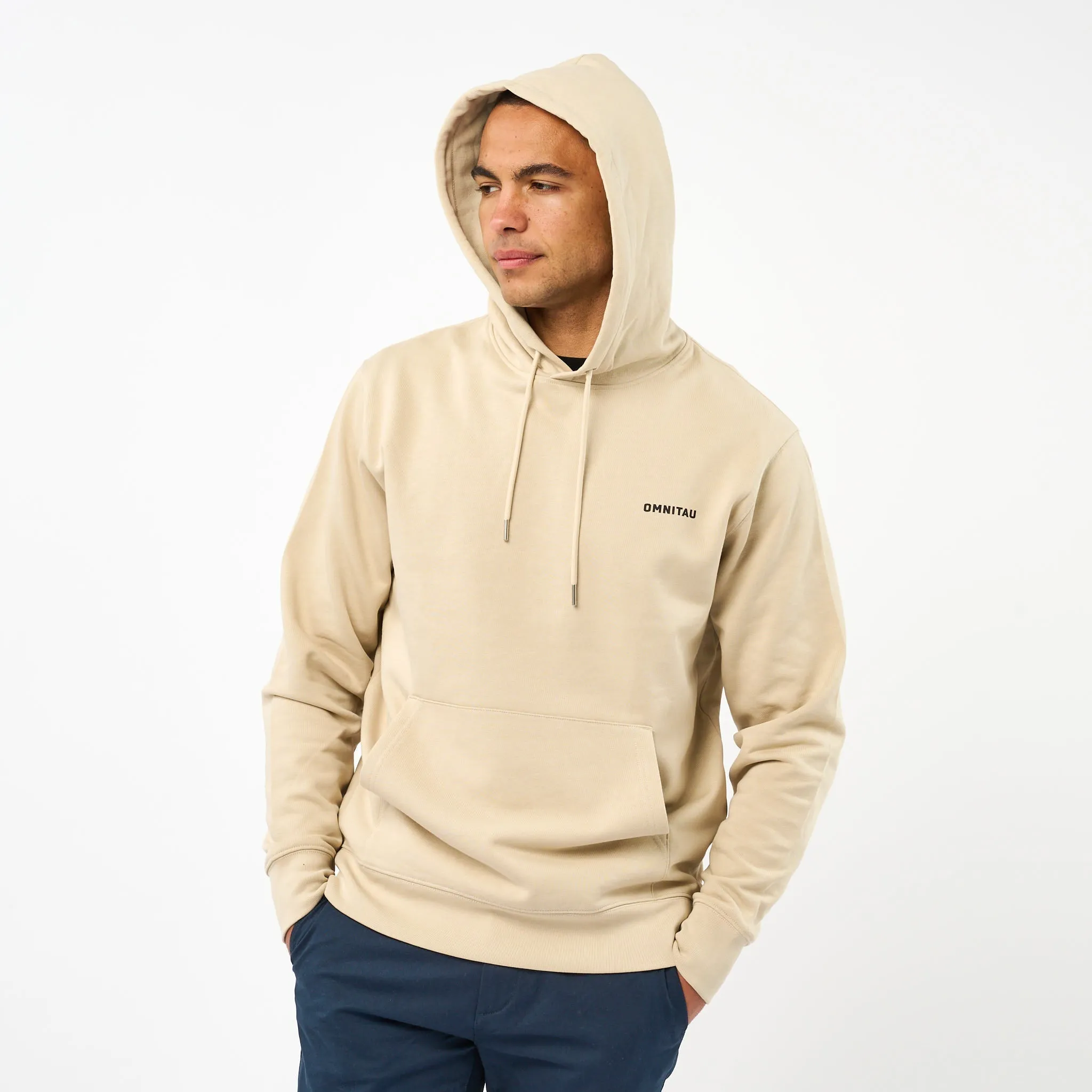 Omnitau Men's Muir Organic Cotton Medium Fit Hoodie - Dark Cream