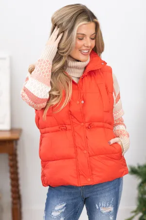 Orange Channel Quilted Puffer Vest