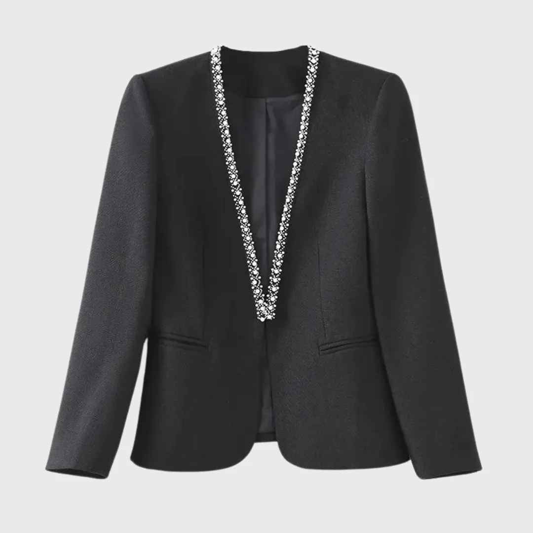 Pearl Embellished Open Front Blazer