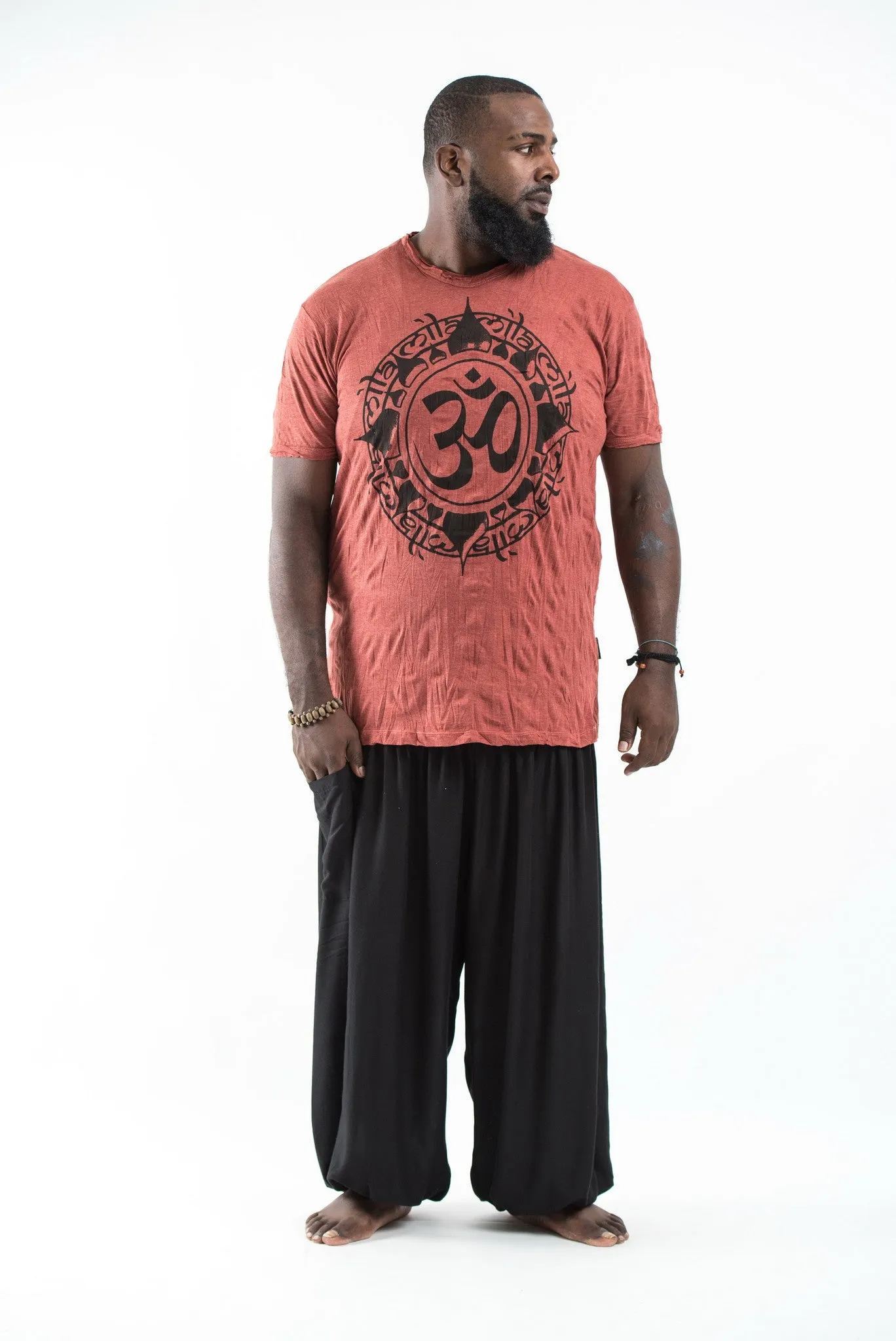 Plus Size Mens Infinitee Om T-Shirt in Brick