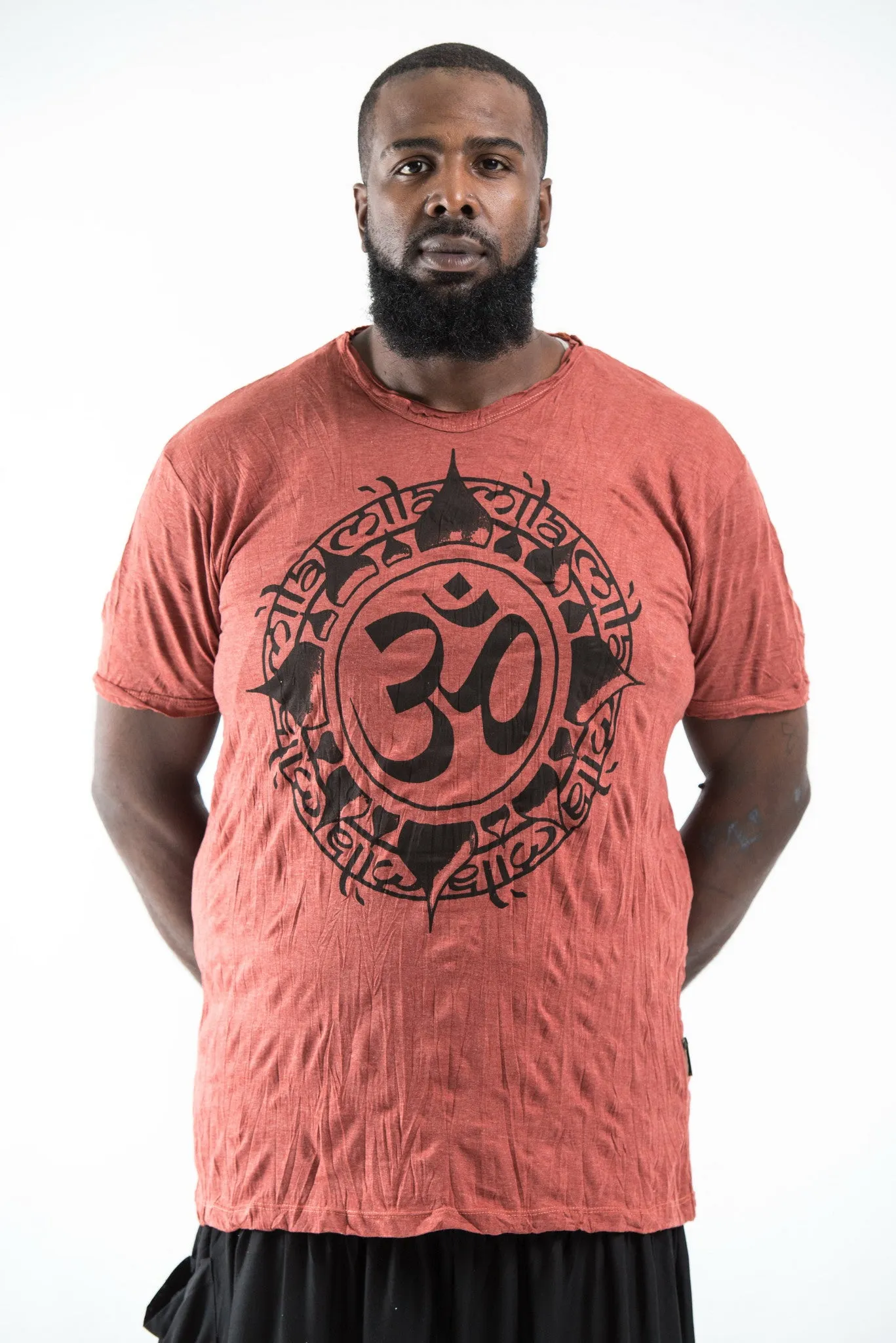 Plus Size Mens Infinitee Om T-Shirt in Brick