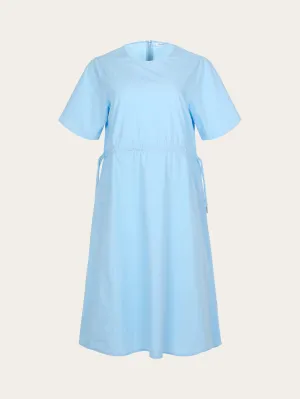 Poplin o-neck short sleevd dress - Airy Blue