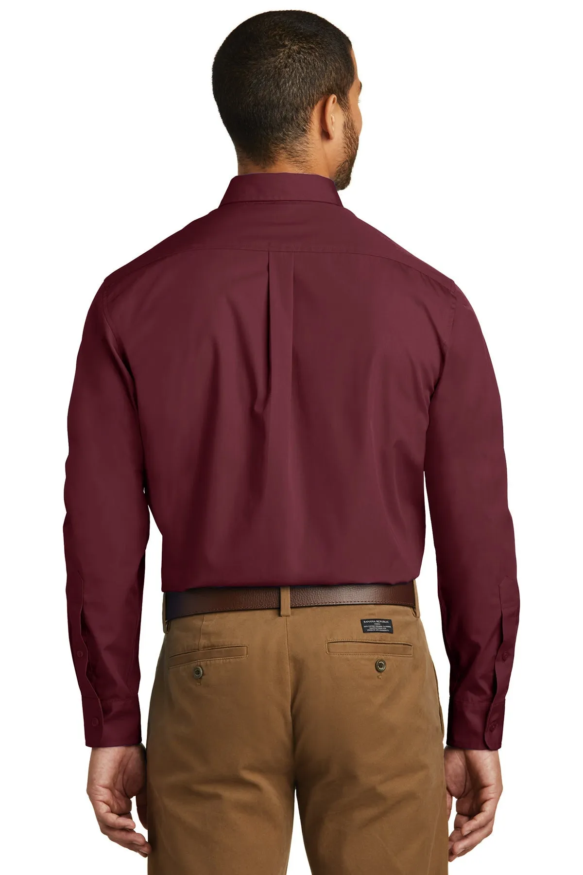 Port Authority Carefree Poplin Custom Shirts, Burgundy