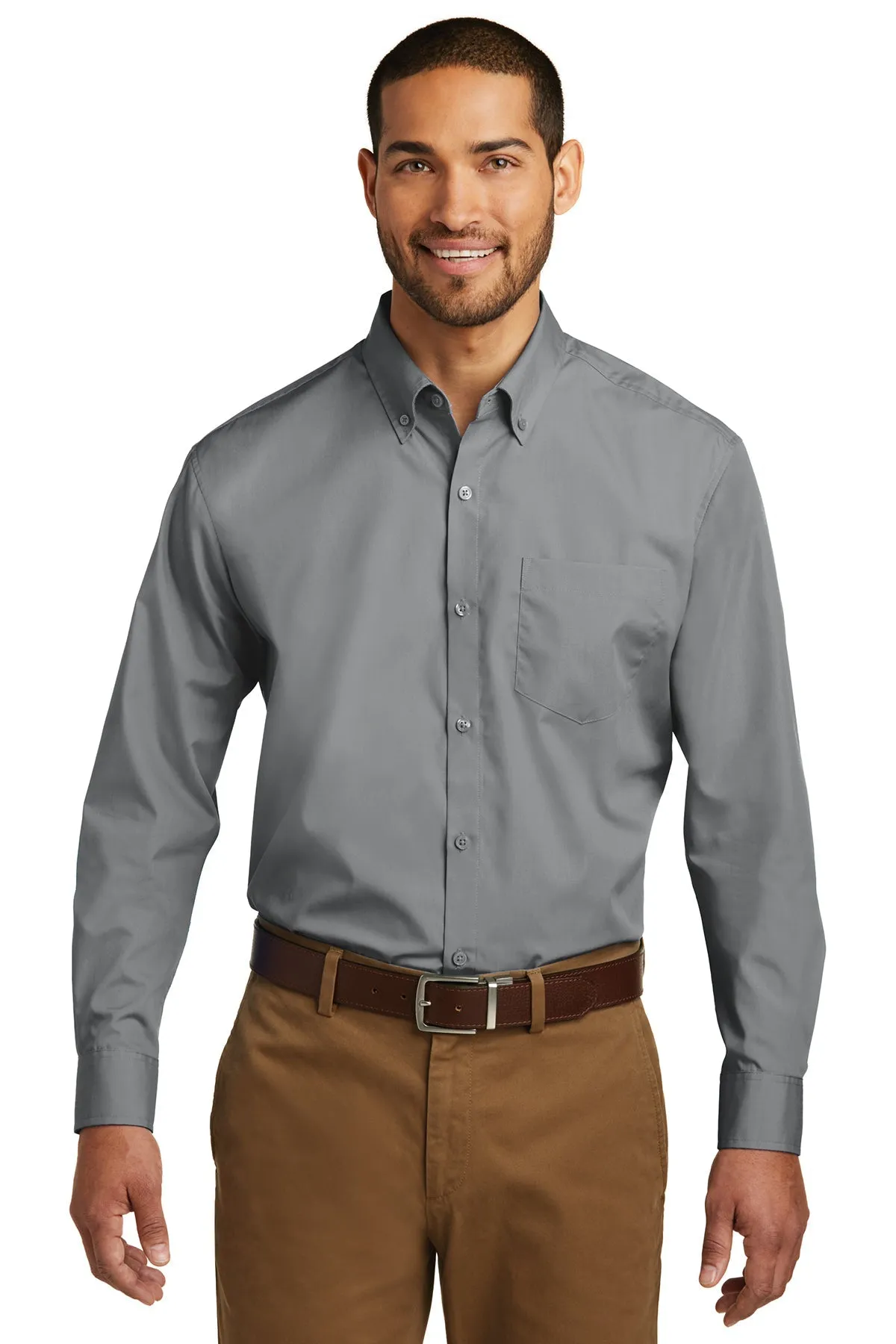 Port Authority Carefree Poplin Custom Shirts, Gusty Grey