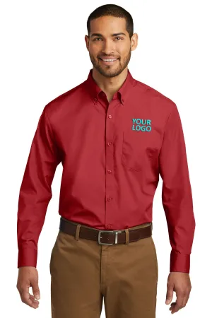 Port Authority Carefree Poplin Custom Shirts, Rich Red