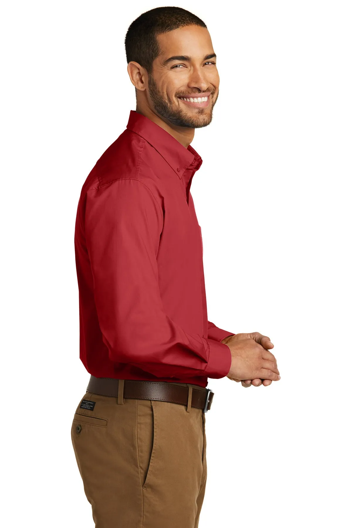 Port Authority Carefree Poplin Custom Shirts, Rich Red